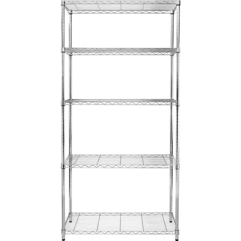 Honey-Can-Do 18" x 36" x 72" 5 Tier Organizing Shelf Chrome: Wire Shelving, Steel, 350 lb Capacity, Universal Storage