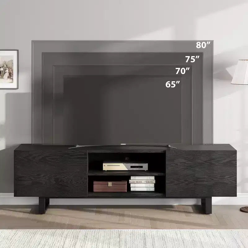 COZONY Industrial TV Stand with 2 Drawers, Natural Wood Entertainment Center with Heavy Duty Legs for Living Room