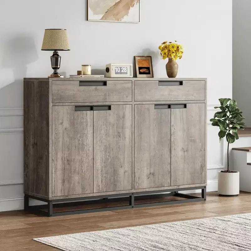 CuisinSmart 55 Large Modern Kitchen Accent Storage Cabinet with 2 Drawers&4 Doors, Coffee Bar Sideboard Buffet Cabinet for Dining Room