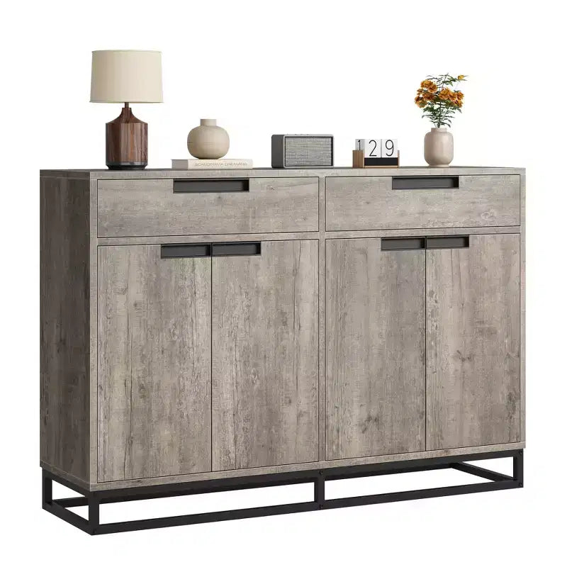 CuisinSmart 55 Large Modern Kitchen Accent Storage Cabinet with 2 Drawers&4 Doors, Coffee Bar Sideboard Buffet Cabinet for Dining Room