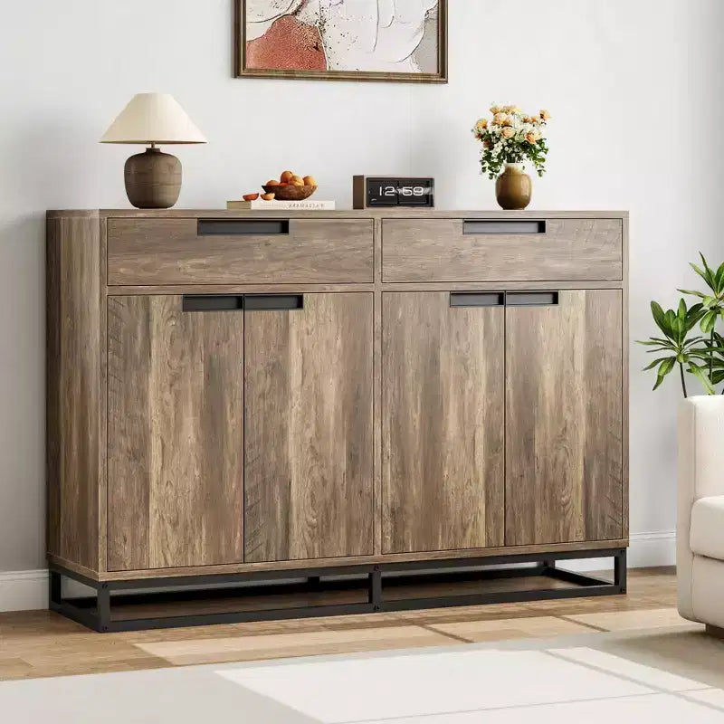 CuisinSmart 55 Large Modern Kitchen Accent Storage Cabinet with 2 Drawers&4 Doors, Coffee Bar Sideboard Buffet Cabinet for Dining Room