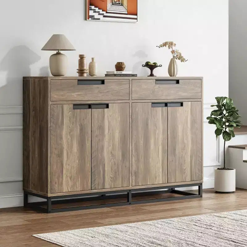 CuisinSmart 55 Large Modern Kitchen Accent Storage Cabinet with 2 Drawers&4 Doors, Coffee Bar Sideboard Buffet Cabinet for Dining Room