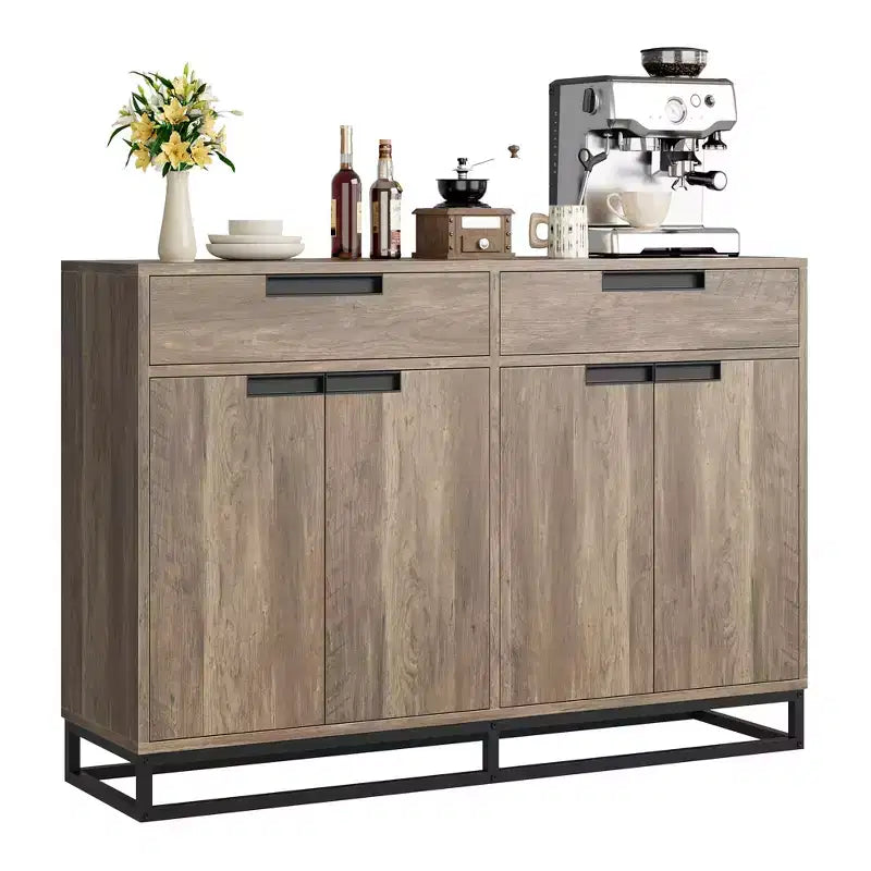 CuisinSmart 55 Large Modern Kitchen Accent Storage Cabinet with 2 Drawers&4 Doors, Coffee Bar Sideboard Buffet Cabinet for Dining Room