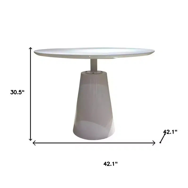 HomeRoots 42 White Wood and Metal Pedestal Base Round Top Dining Table
