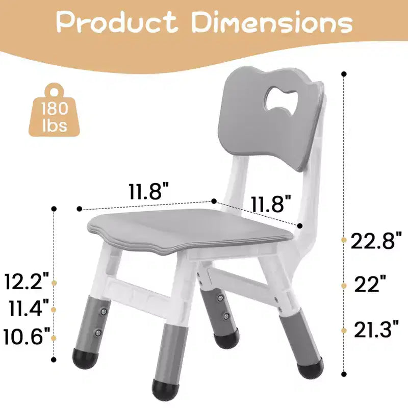 Kids Chair, 3 Level Height Adjustable Kid Chair, Plastic Toddler Chairs for Children Boys Girls Age 2-6, Suitable for Home Family Classroom Nursery