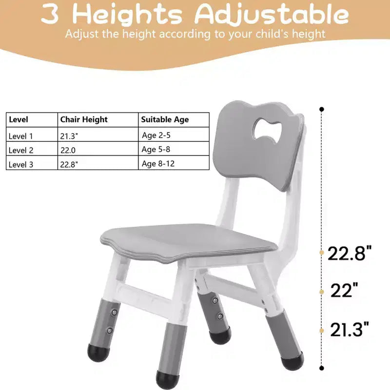Kids Chair, 3 Level Height Adjustable Kid Chair, Plastic Toddler Chairs for Children Boys Girls Age 2-6, Suitable for Home Family Classroom Nursery