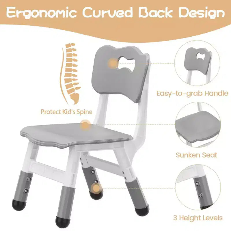 Kids Chair, 3 Level Height Adjustable Kid Chair, Plastic Toddler Chairs for Children Boys Girls Age 2-6, Suitable for Home Family Classroom Nursery