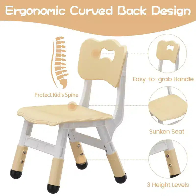 Kids Chair, 3 Level Height Adjustable Kid Chair, Plastic Toddler Chairs for Children Boys Girls Age 2-6, Suitable for Home Family Classroom Nursery