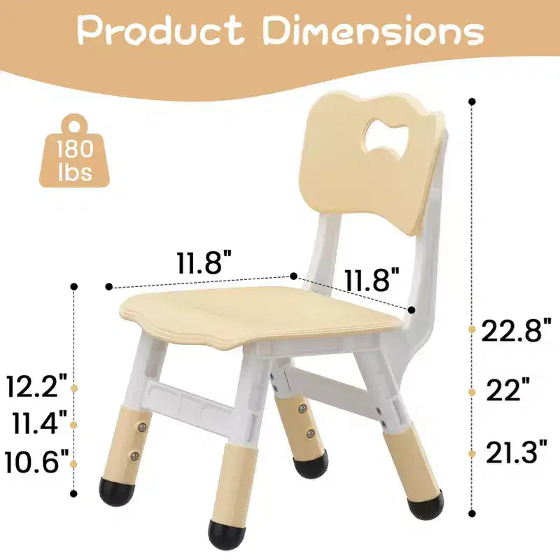Kids Chair, 3 Level Height Adjustable Kid Chair, Plastic Toddler Chairs for Children Boys Girls Age 2-6, Suitable for Home Family Classroom Nursery