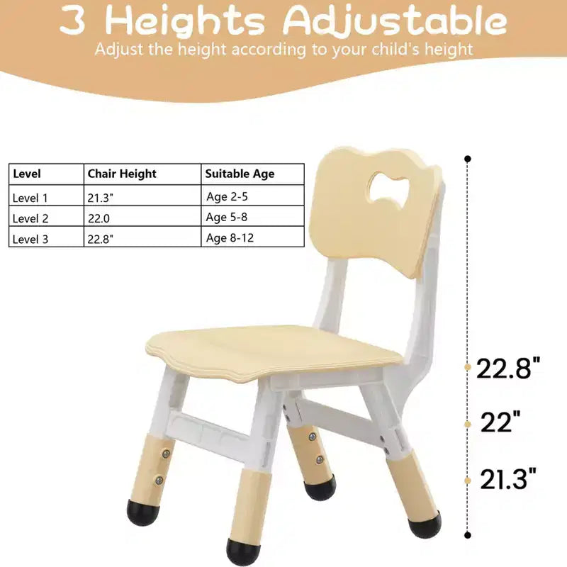 Kids Chair, 3 Level Height Adjustable Kid Chair, Plastic Toddler Chairs for Children Boys Girls Age 2-6, Suitable for Home Family Classroom Nursery