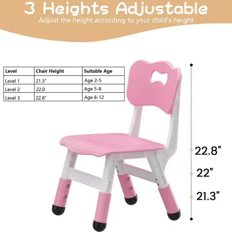 Kids Chair, 3 Level Height Adjustable Kid Chair, Plastic Toddler Chairs for Children Boys Girls Age 2-6, Suitable for Home Family Classroom Nursery