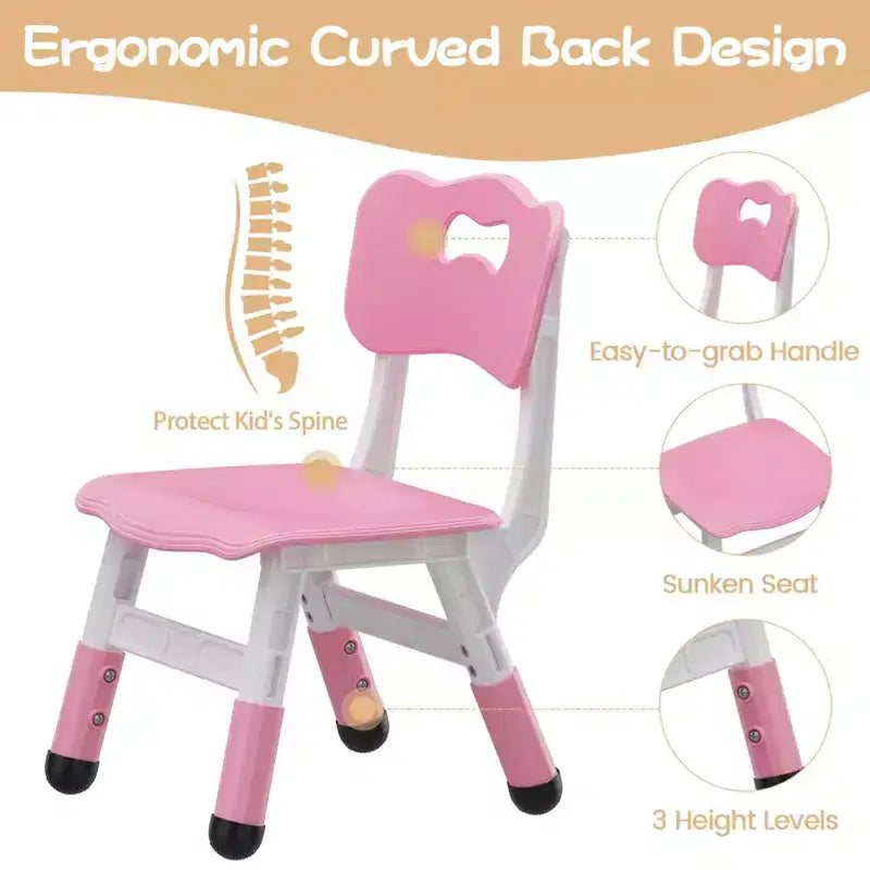 Kids Chair, 3 Level Height Adjustable Kid Chair, Plastic Toddler Chairs for Children Boys Girls Age 2-6, Suitable for Home Family Classroom Nursery