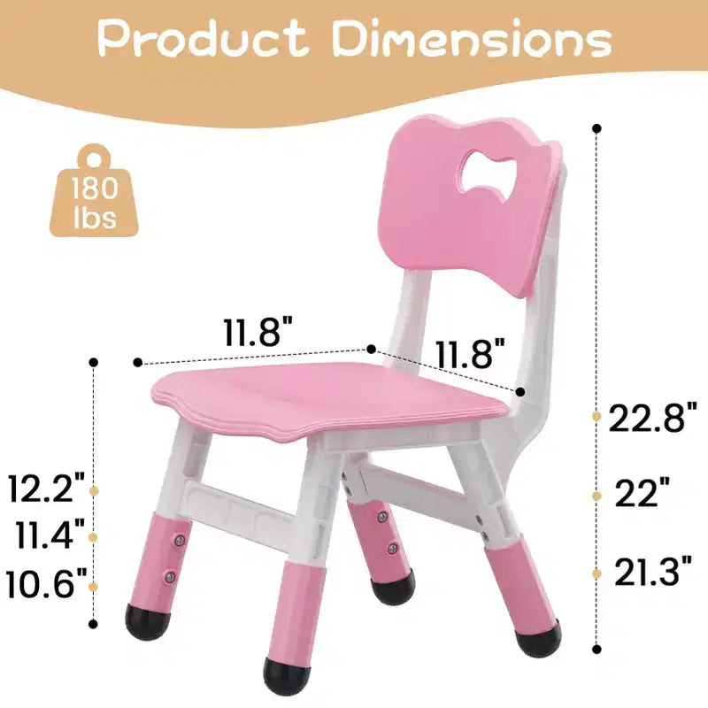 Kids Chair, 3 Level Height Adjustable Kid Chair, Plastic Toddler Chairs for Children Boys Girls Age 2-6, Suitable for Home Family Classroom Nursery