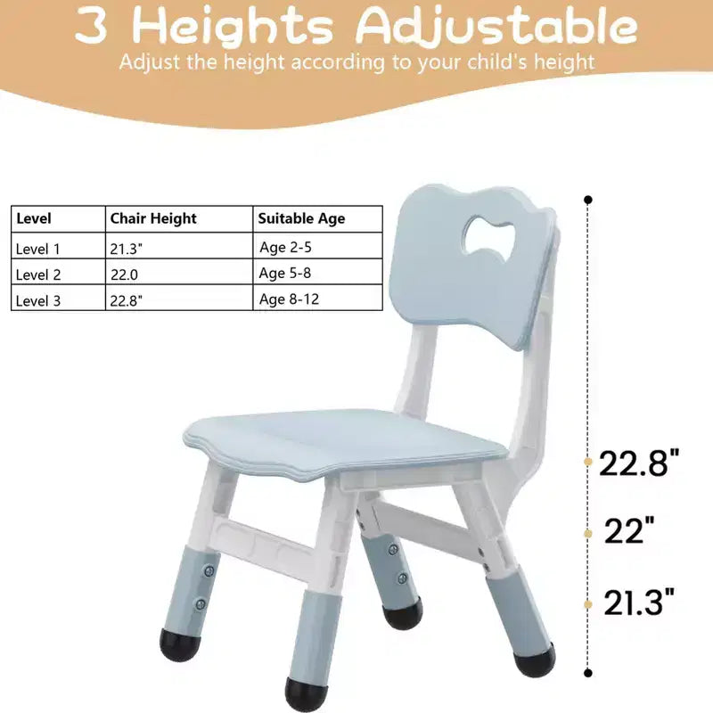 Kids Chair, 3 Level Height Adjustable Kid Chair, Plastic Toddler Chairs for Children Boys Girls Age 2-6, Suitable for Home Family Classroom Nursery