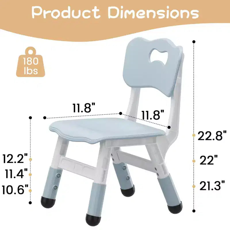 Kids Chair, 3 Level Height Adjustable Kid Chair, Plastic Toddler Chairs for Children Boys Girls Age 2-6, Suitable for Home Family Classroom Nursery