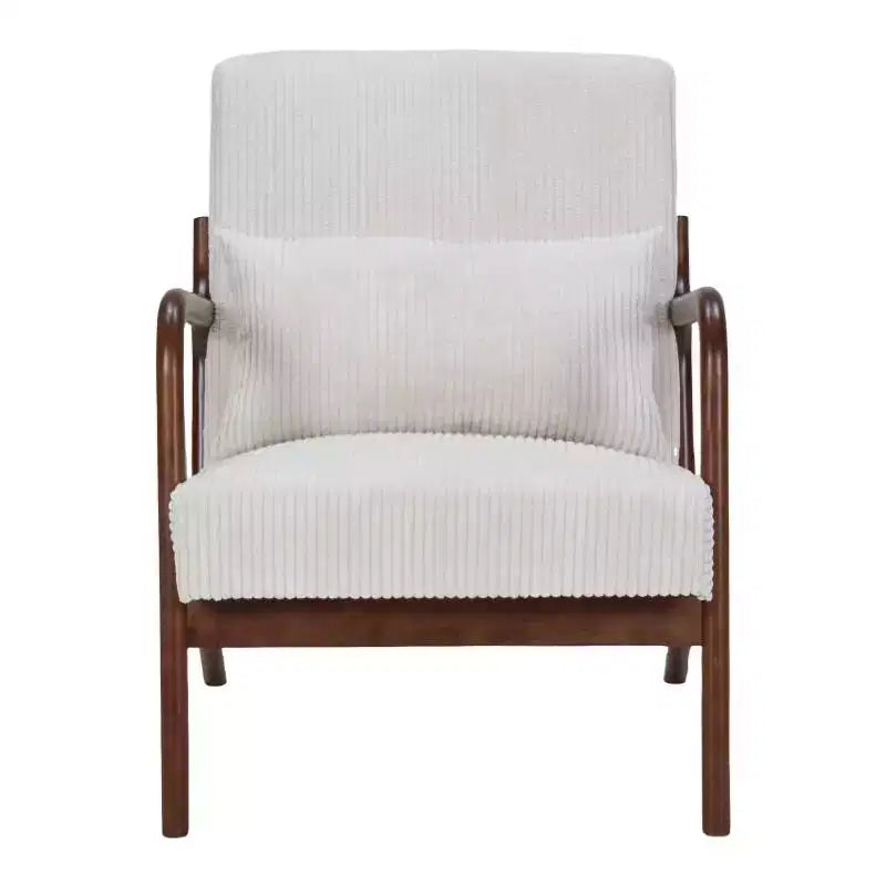 Homy Casa Mid-Century Modern Accent Chair with Pillow and Solid Wood Frame, Upholstered Armchair for Living Room, Bedroom or Reading Corner