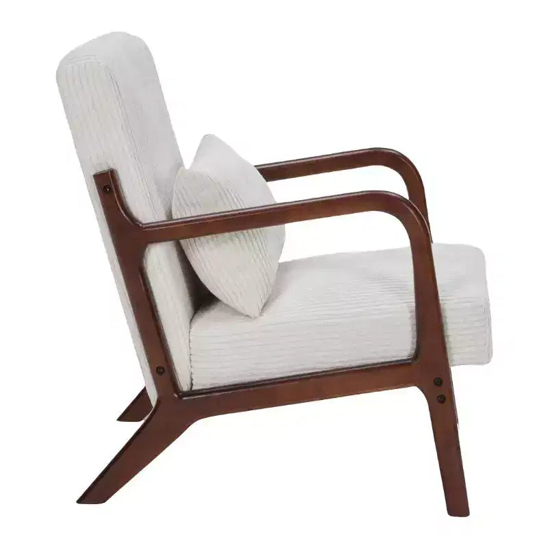 Homy Casa Mid-Century Modern Accent Chair with Pillow and Solid Wood Frame, Upholstered Armchair for Living Room, Bedroom or Reading Corner