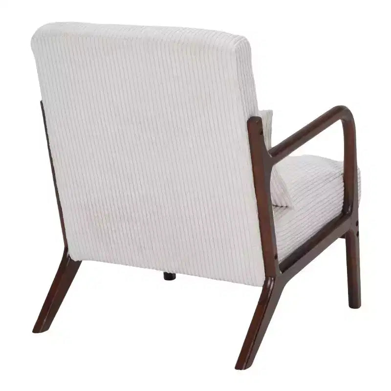 Homy Casa Mid-Century Modern Accent Chair with Pillow and Solid Wood Frame, Upholstered Armchair for Living Room, Bedroom or Reading Corner