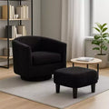 Homy Casa Modern Swivel Barrel Chair and Ottoman Set Cozy Lounge Seating