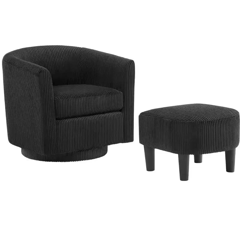 Homy Casa Modern Swivel Barrel Chair and Ottoman Set Cozy Lounge Seating