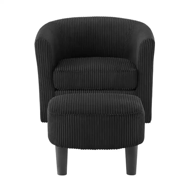 Homy Casa Modern Swivel Barrel Chair and Ottoman Set Cozy Lounge Seating