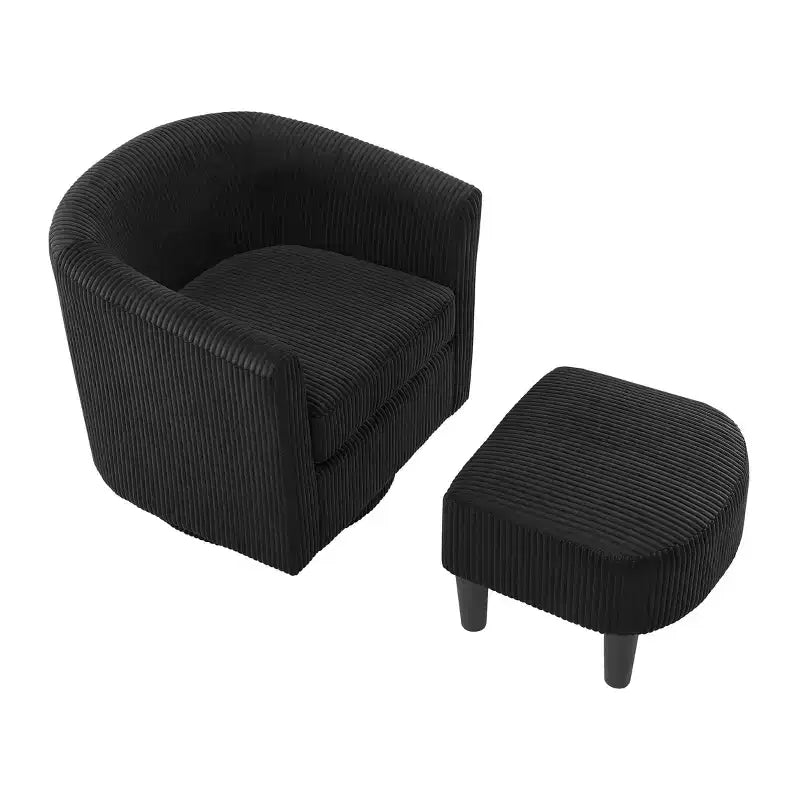 Homy Casa Modern Swivel Barrel Chair and Ottoman Set Cozy Lounge Seating
