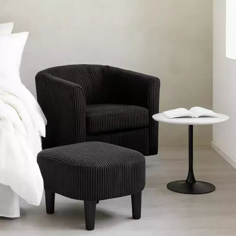 Homy Casa Modern Swivel Barrel Chair and Ottoman Set Cozy Lounge Seating