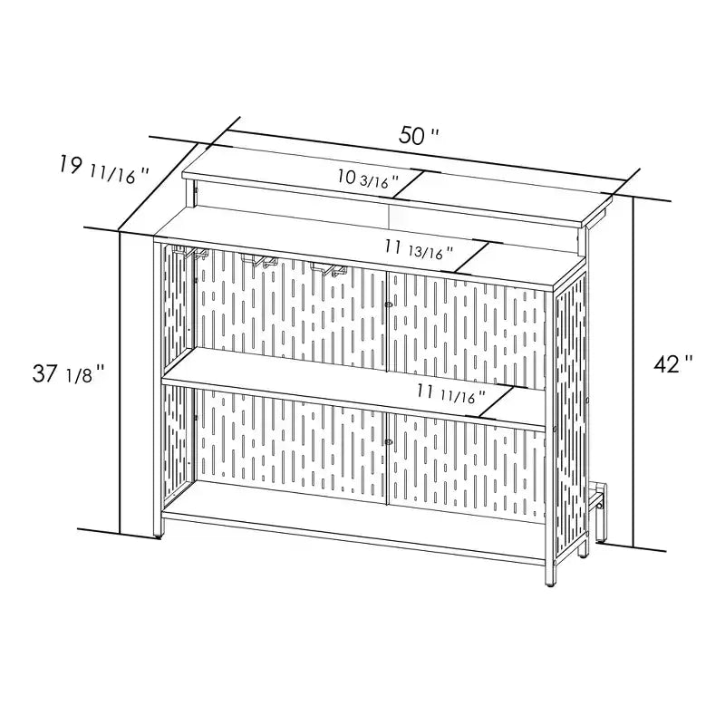 Indoor Bars with Storage Cabinet and Shelves - Black Bar Unit for Kitchen Storage Organization with Shelves