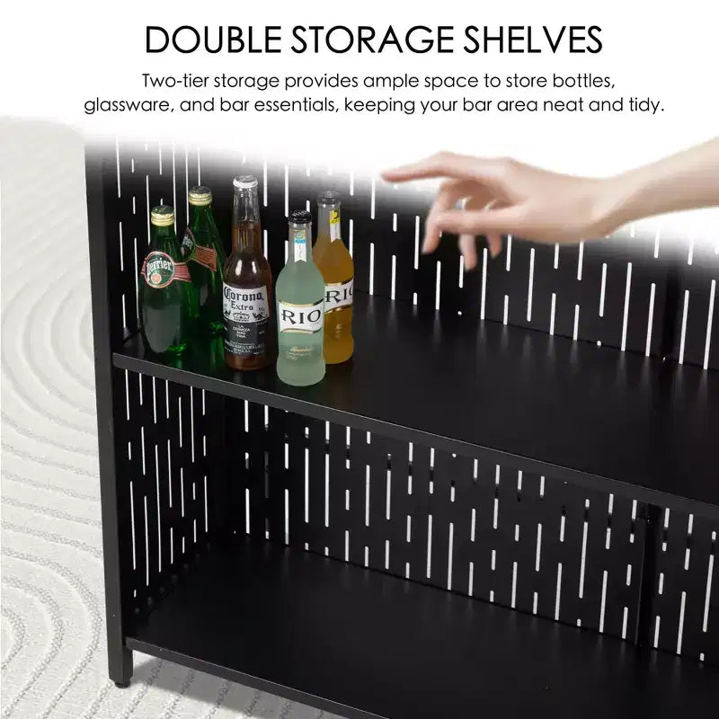 Indoor Bars with Storage Cabinet and Shelves - Black Bar Unit for Kitchen Storage Organization with Shelves