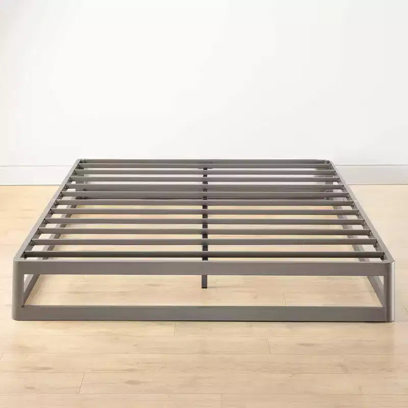 Mellow 9-Inch Metal Platform Bed Frame with Mattress Foundation, King, Gray