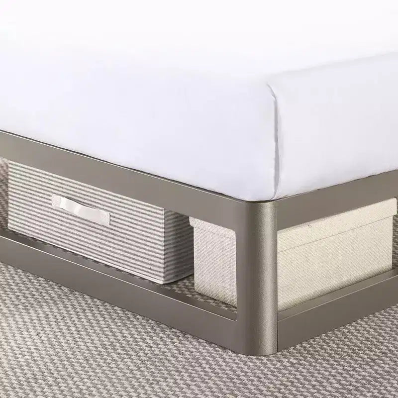 Mellow 9-Inch Metal Platform Bed Frame with Mattress Foundation, King, Gray
