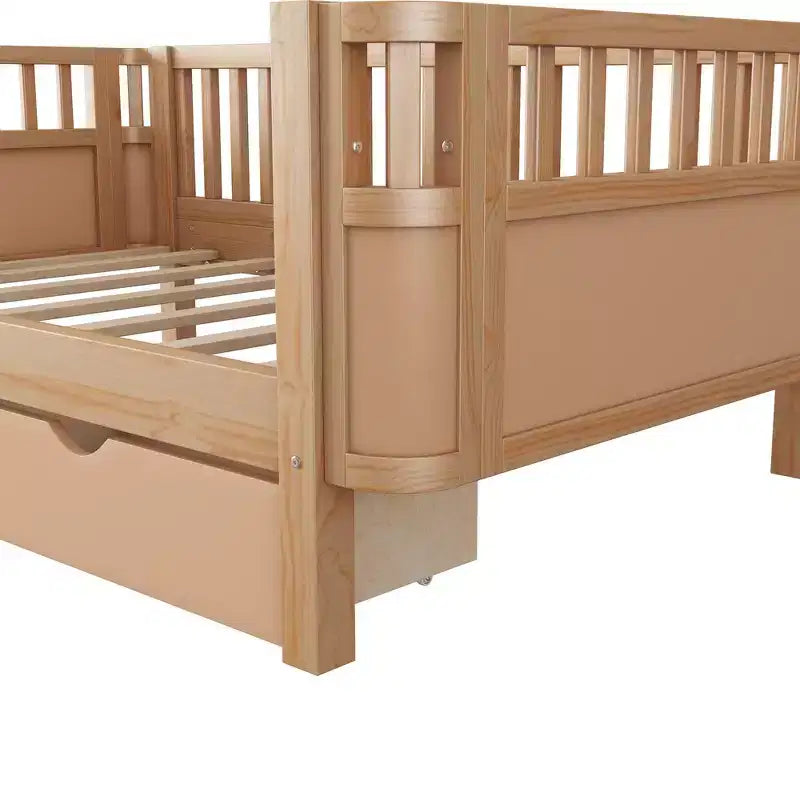 Whisen Modern and Elegant Twin Size Wood Platform Bed with Rails for Girls and Boys
