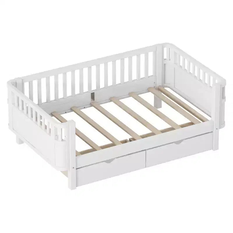 Whisen Modern and Elegant Twin Size Wood Platform Bed with Rails for Girls and Boys