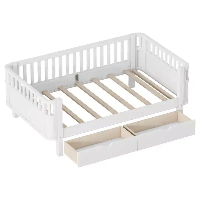 Whisen Modern and Elegant Twin Size Wood Platform Bed with Rails for Girls and Boys