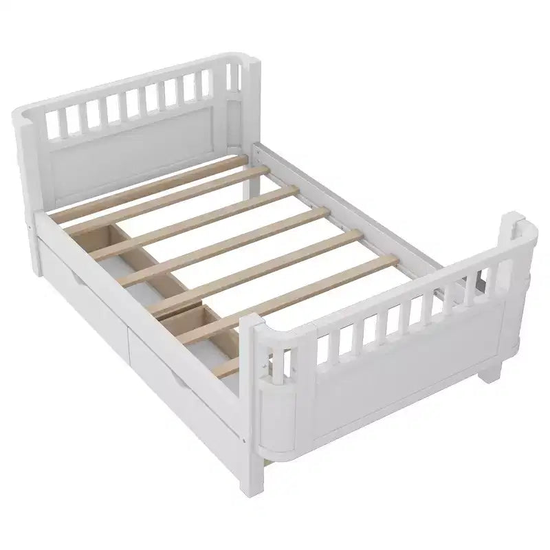 Whisen Modern and Elegant Twin Size Wood Platform Bed with Rails for Girls and Boys