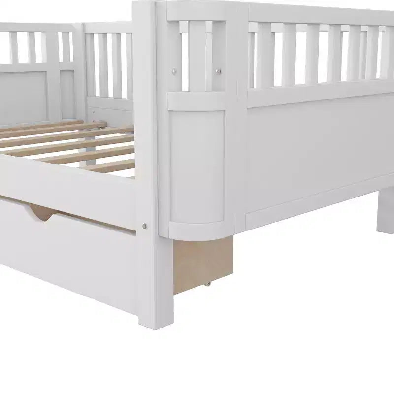 Whisen Modern and Elegant Twin Size Wood Platform Bed with Rails for Girls and Boys