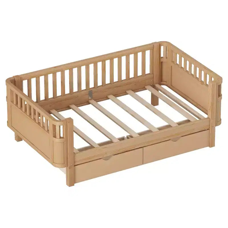 Whisen Modern and Elegant Twin Size Wood Platform Bed with Rails for Girls and Boys