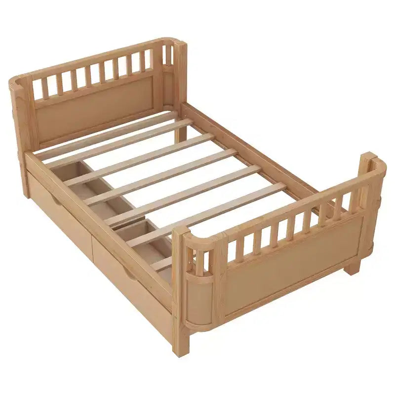 Whisen Modern and Elegant Twin Size Wood Platform Bed with Rails for Girls and Boys