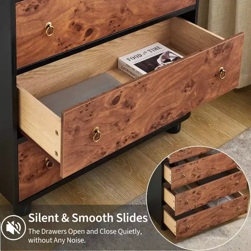 5 Drawers Dresser for Bedroom, 46 Tall Wood Chest of Drawers with Metal Handles, Heavy-Duty TV Stand for Living Room, Closet Storage Organizer