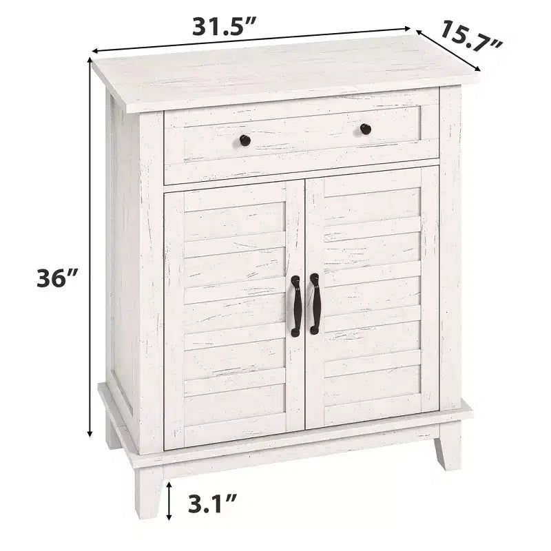 Farmhouse Storage Cabinet Adjustable, with 3-Tier Shelves Style,