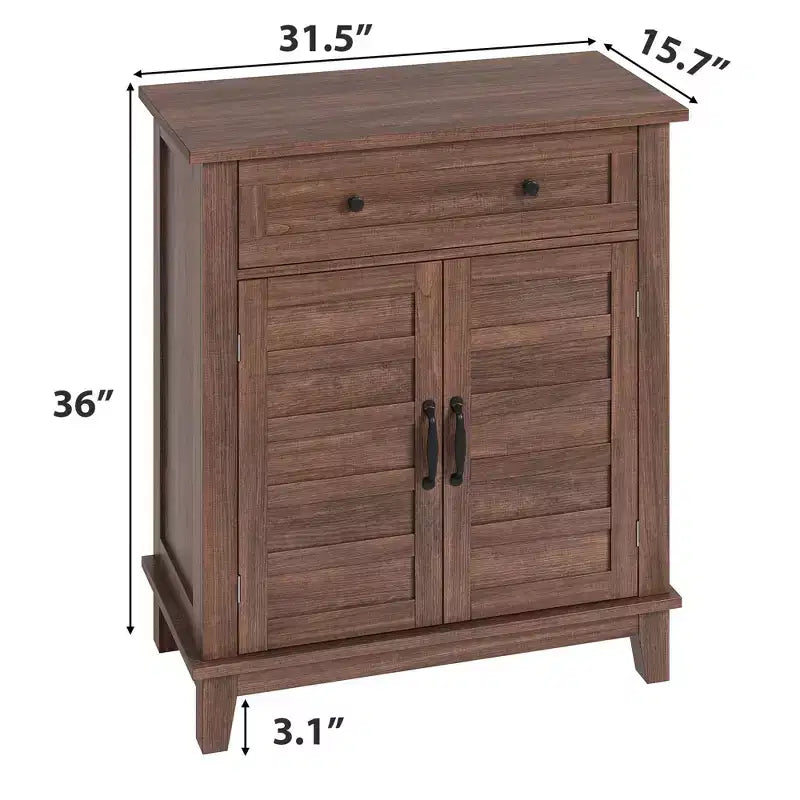 Farmhouse Storage Cabinet Adjustable, with 3-Tier Shelves Style,