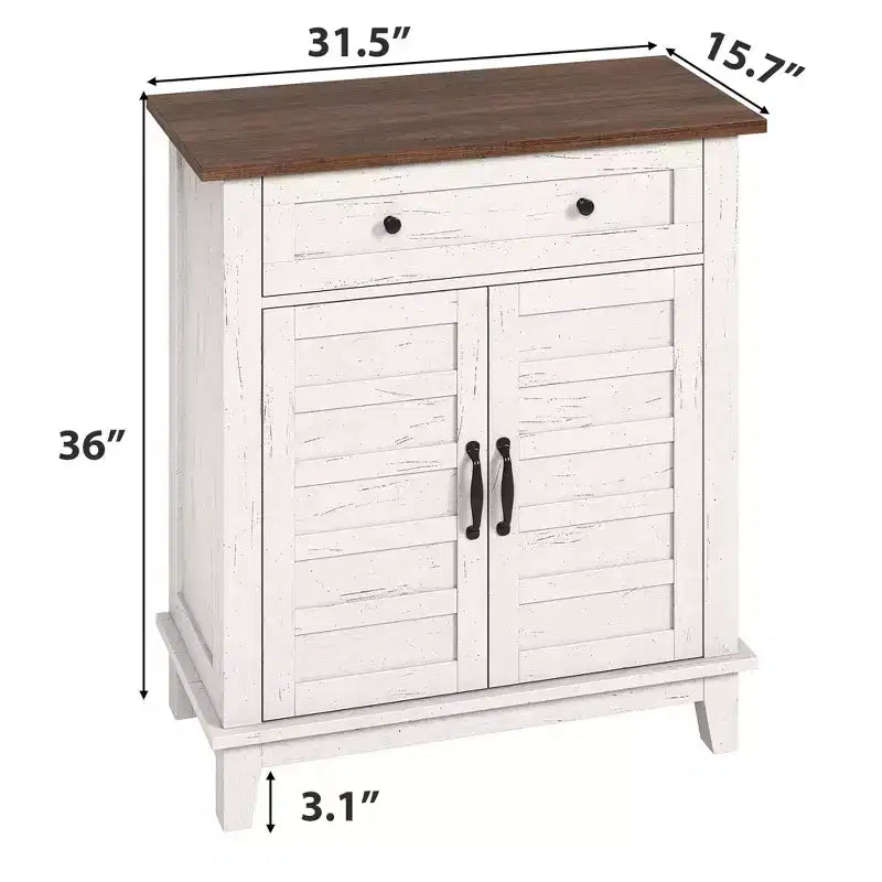 Farmhouse Storage Cabinet Adjustable, with 3-Tier Shelves Style,
