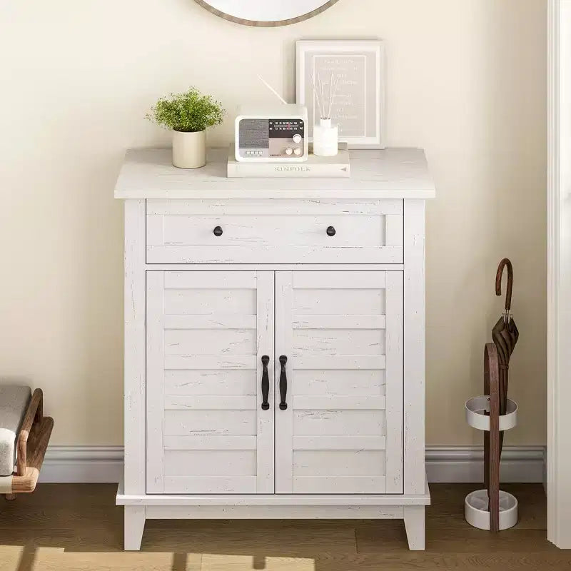 Farmhouse Storage Cabinet Adjustable, with 3-Tier Shelves Style,