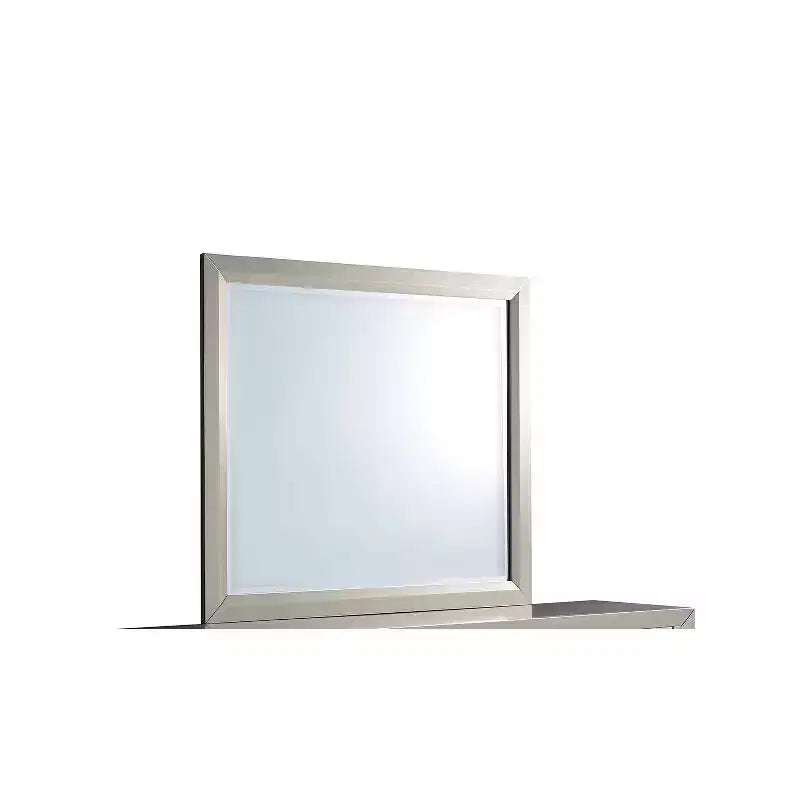 HomeStock Silver Trim Mirror with Contemporary Design Elegant Bedroom Accent for a Polished Look