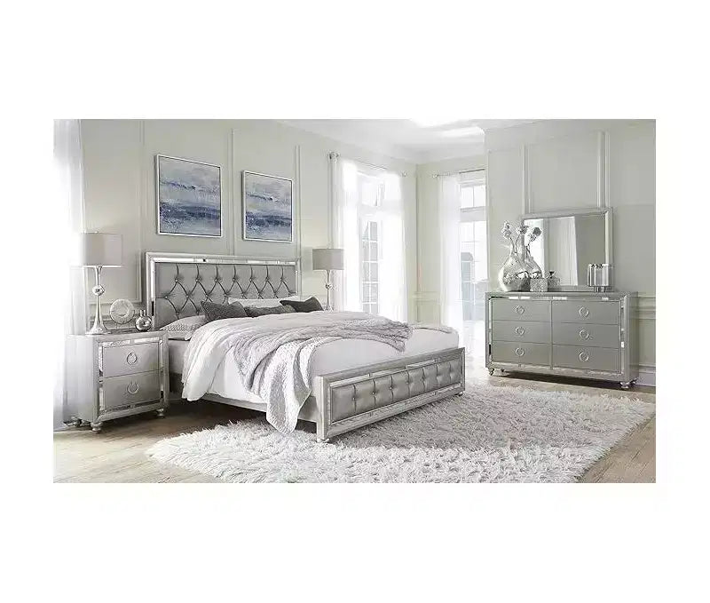 HomeStock Silver Trim Mirror with Contemporary Design Elegant Bedroom Accent for a Polished Look