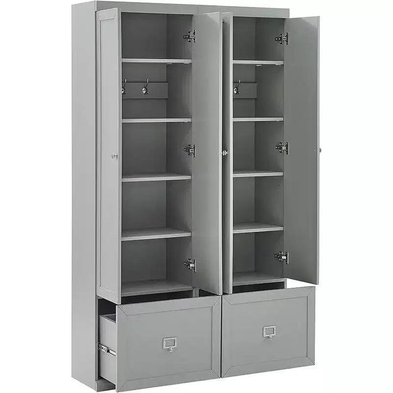 HomeStock 74 in H and 12.5 in.W Metal Utility Storage Cabinets with 2 -Doors and 3 Shelves