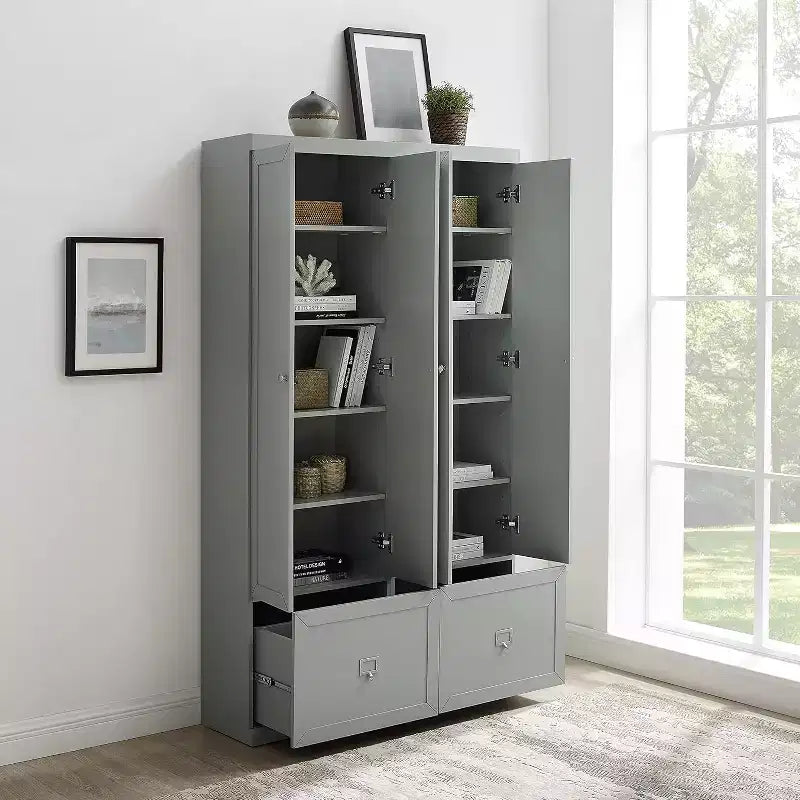 HomeStock 74 in H and 12.5 in.W Metal Utility Storage Cabinets with 2 -Doors and 3 Shelves