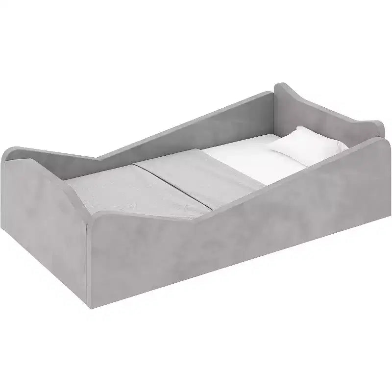 JOYMOR Toddler Bed, Floor Bed with Safety Guadrail, Montessori Toddler Bed with Animal Ear Shapes