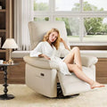 Power Recliner Chair, 270 Swivel Rocking Glider PU Leather Upholstered Fabric and Button Tufted Backrest, Ergonomic Nursery Chair for Living Room