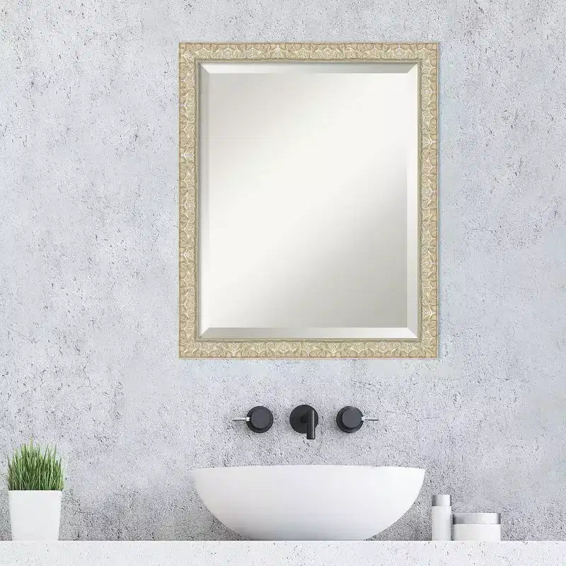 Amanti Art Lila Beveled Wood Framed Bathroom Vanity Wall Mirror